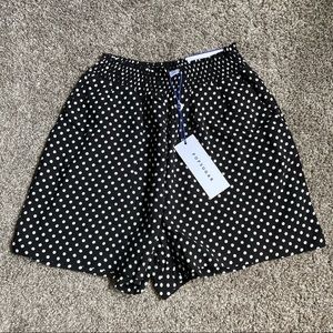 PopSugar high rise shorts size XS black with polka dot pattern NWT 3” inseam